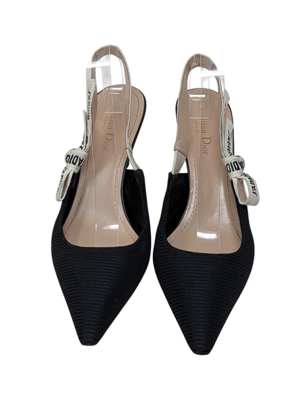 Dior Logo Black Slingback Kitten Heels J'ADIOR Ribbon Pointed Pumps Size EU 40.5 - Picture 5 of 14